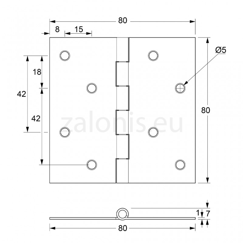 STEEL FLAT HINGE 80x80 ITALY